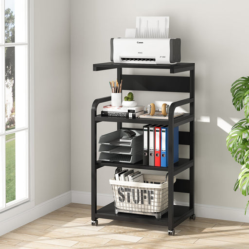 Rolling Printer Stand, 4-Shelf Printer Cart Storage Rack Tribesigns