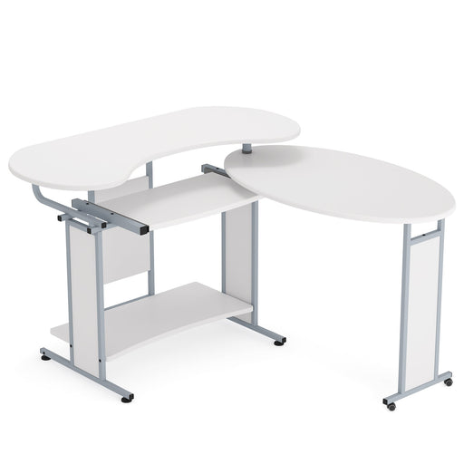 Rotating Corner Computer Desk, L-Shaped Studying Writing Table Tribesigns