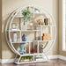 Round Bookshelf, 63 Inch Etagere Bookcase with Staggered Shelves Tribesigns