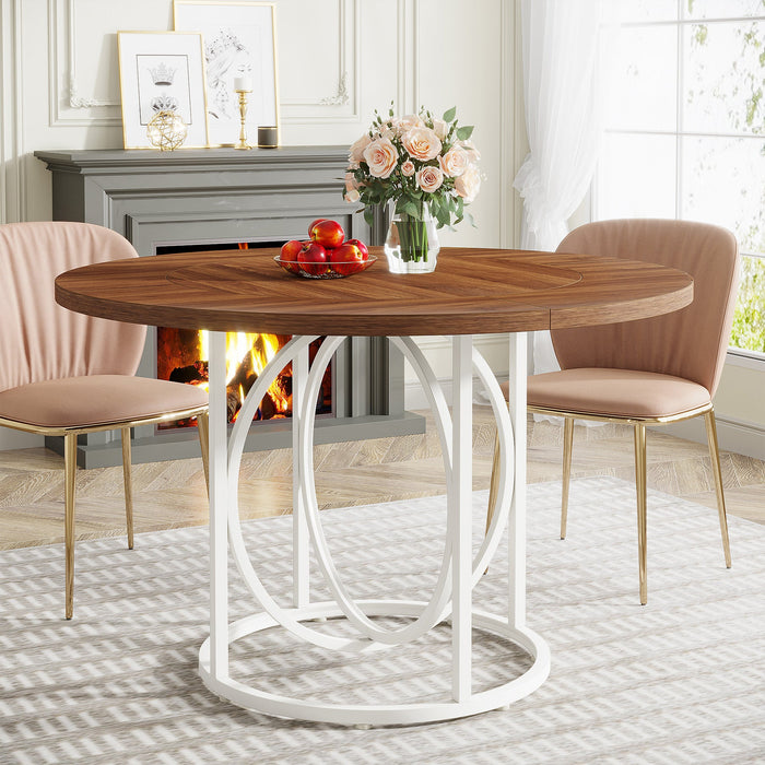 Round Dining Table, 47" Kitchen Dinner Table with Metal Base for 4 Tribesigns