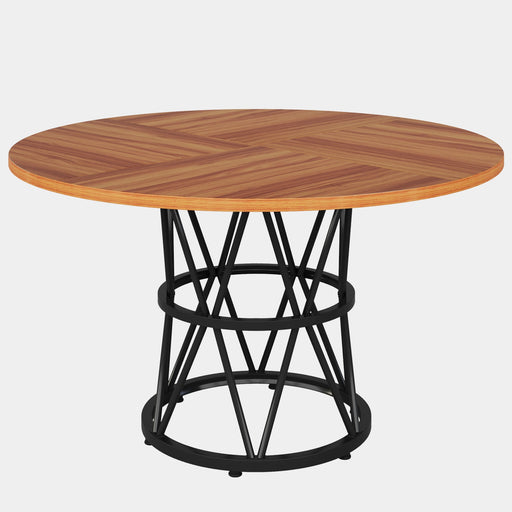Round Dining Table, 47" Kitchen Table with Metal Base for 4-6 Seaters Tribesigns