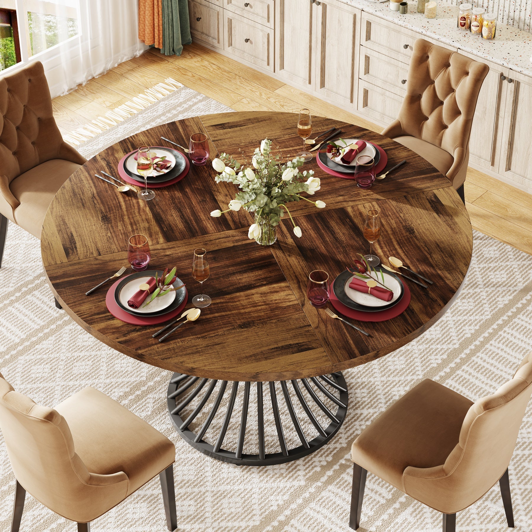 Dinner Table Brown Farmhouse Dining Table Tribesigns Round Dining