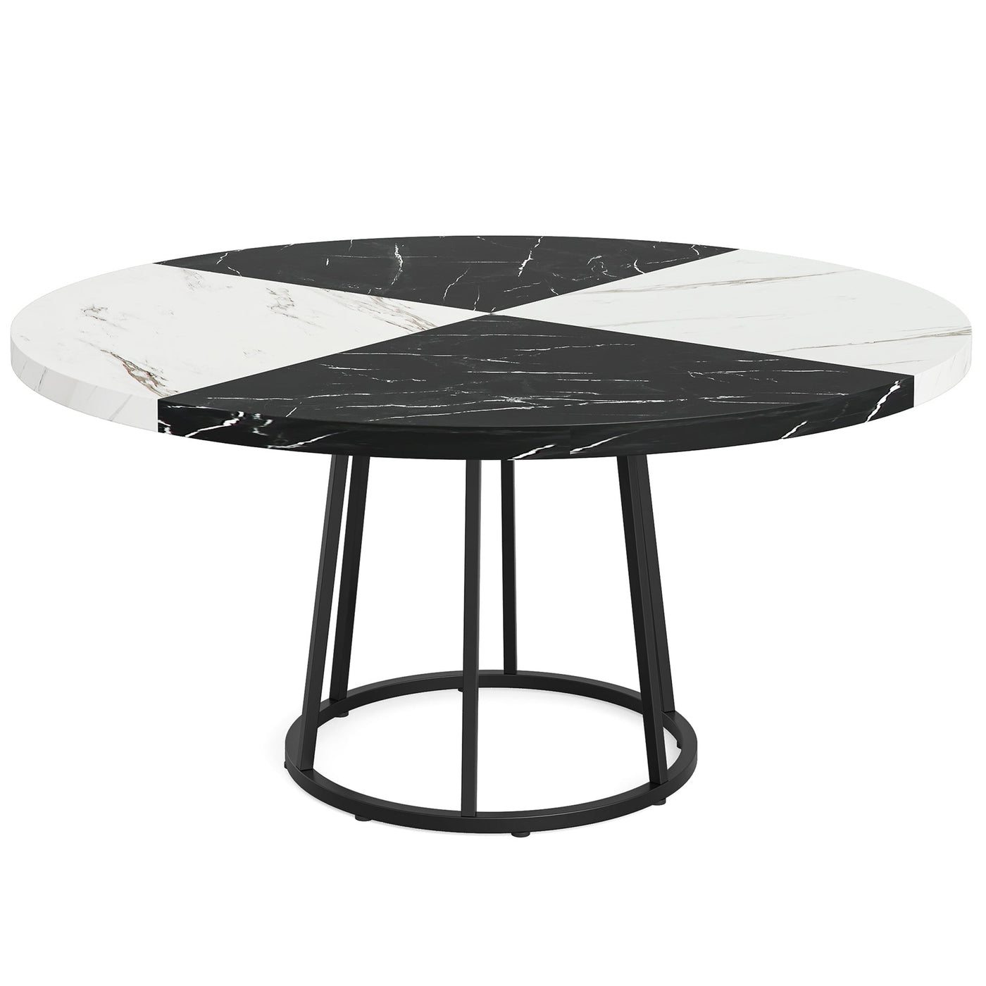 Tribesigns 47" Round Dining Table with Circle Metal Base for 4 People