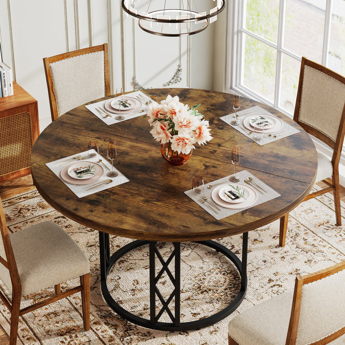 Round Dining Table for 4 People, 47" Kitchen Table with Metal Base Tribesigns