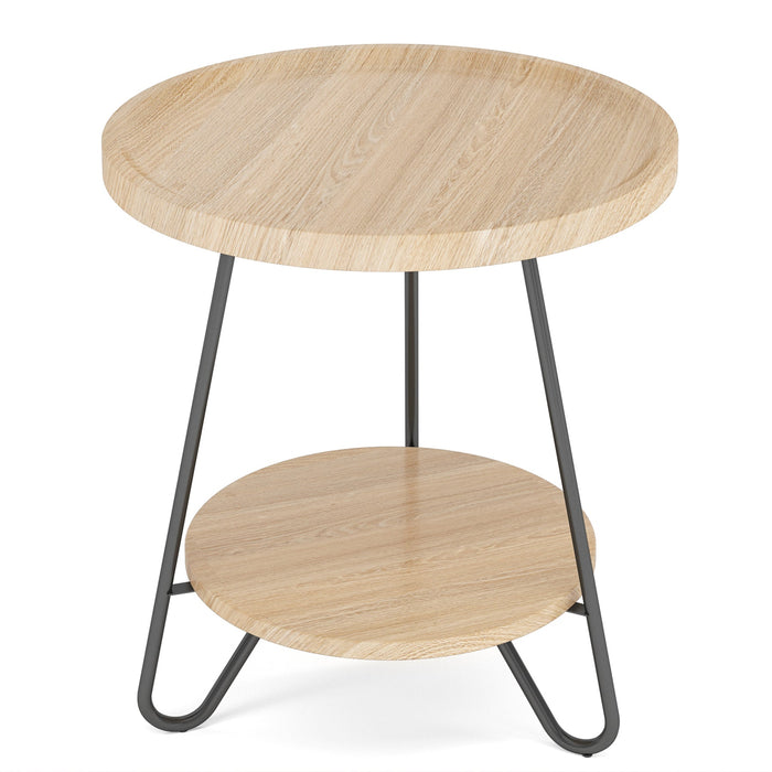 Round End Table, 2-Tier Side Table Accent Table with Metal Legs Tribesigns