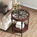 Round End Table, 2-Tier Side Table with Glass Tabletop & Storage Shelf Tribesigns