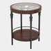 Round End Table, 2-Tier Side Table with Glass Tabletop & Storage Shelf Tribesigns