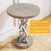 Round End Table, 2-Tier Wood Side Table with Pedestal Tribesigns