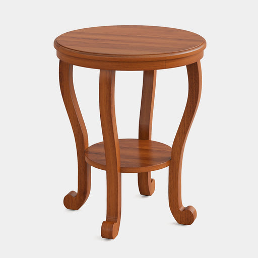 Round End Table, 2-Tier Wood Side Table with Storage Shelf Tribesigns