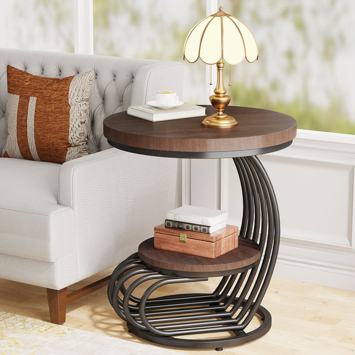 Two Round Table Round End Table | Circle End Table | Round Side Table-Tribesigns