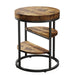 Round End Table, Small Side Table Nightstand with 3-Tier Shelves Tribesigns