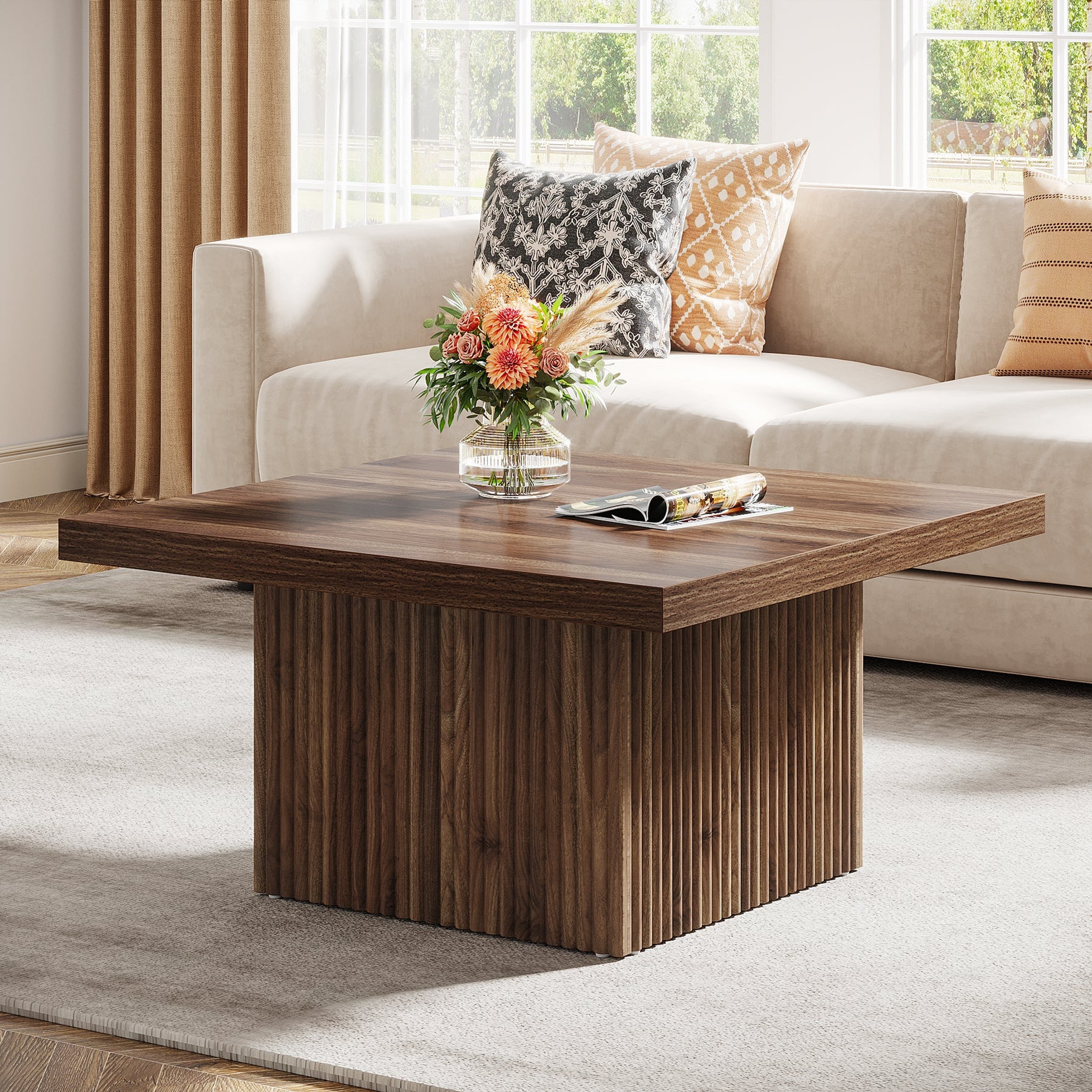Tribesigns Square Coffee Table, 31.5-Inch Wood Center Table