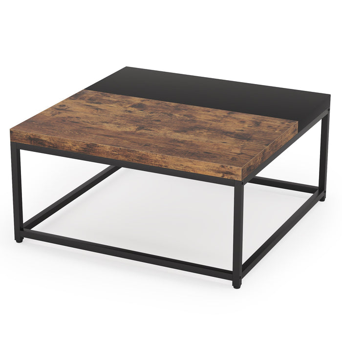 Square Coffee Table, 40" Industrial Cocktail Table with Metal Frame Tribesigns