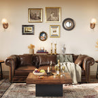 35-Inch Square Farmhouse Coffee Table with LED Light for Living Room