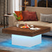 Square Coffee Table, Farmhouse Wood Cocktail Table with LED Light Tribesigns