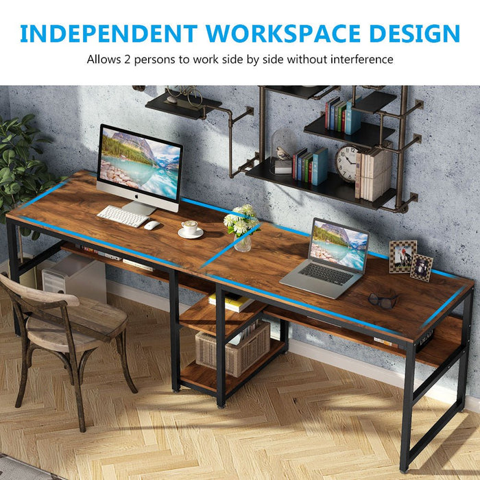 Tribesigns Two Person Desk, 78.7" Computer Double Desk with Bookshelf Tribesigns
