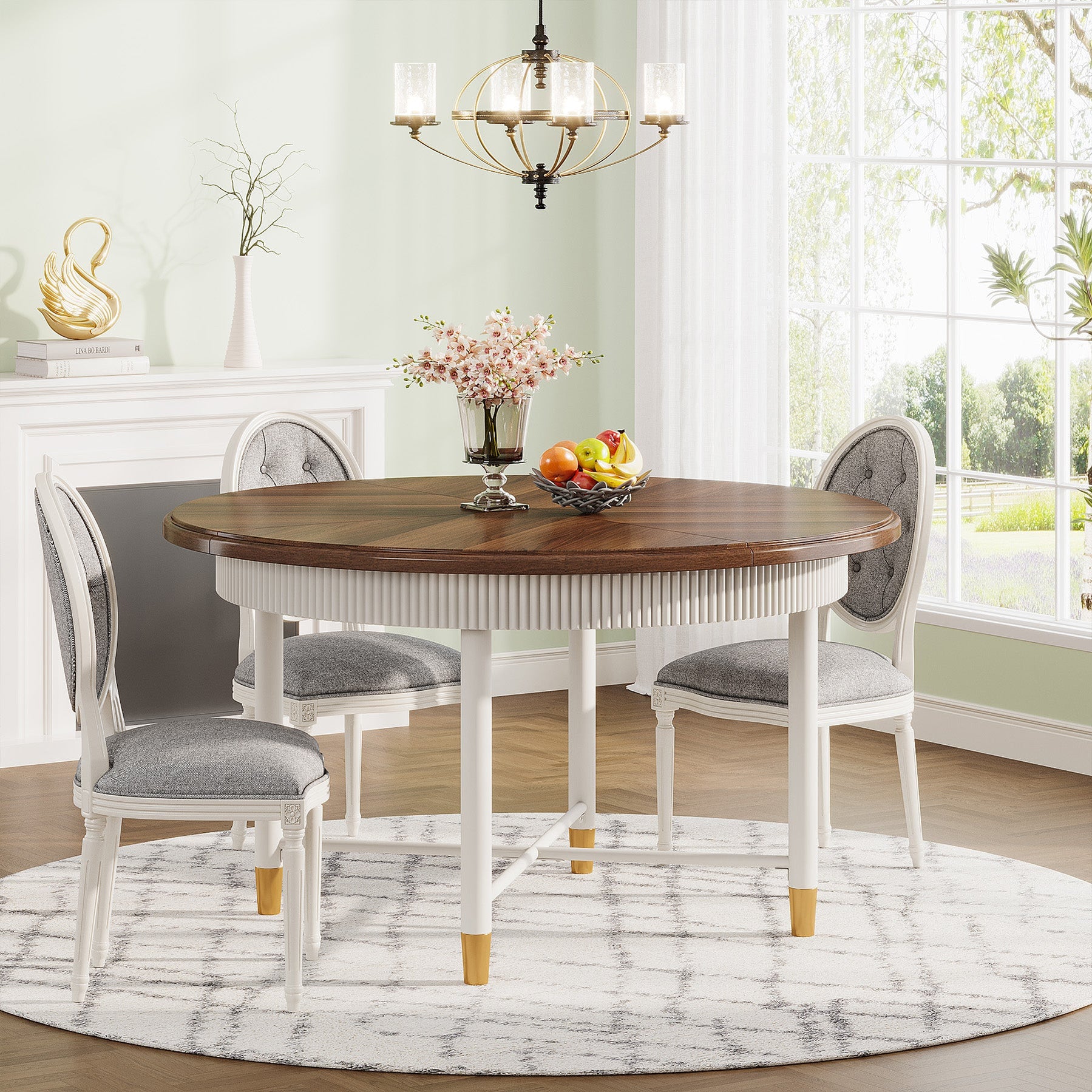 Tribesigns Round Dining Table, 47" Kitchen Dinner Table for 4-6 Person
