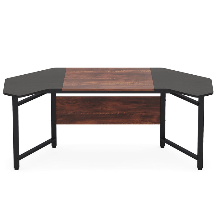 Wing-Shaped Computer Desk, 66.5" Executive Desk Study Table Tribesigns