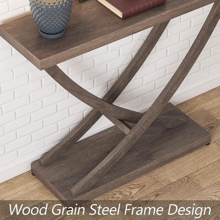 Wood Console Table, 35 inch Industrial Entryway Table Narrow Sofa Table Tribesigns