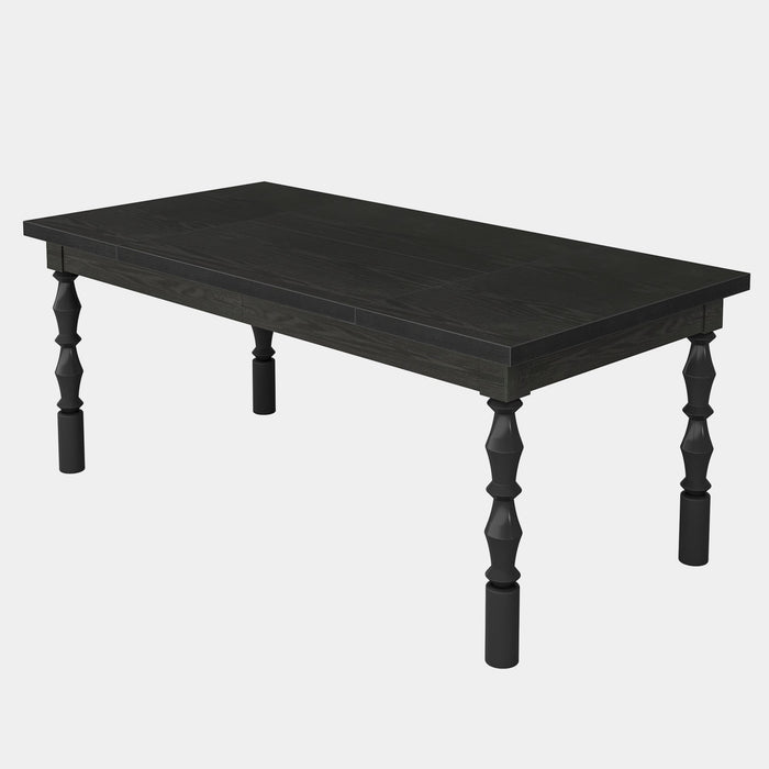 Wood Dining Table, 62” Kitchen Table with Carved Turned Legs for 4-6 People Tribesigns