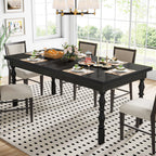 Wood Dining Table, 62” Kitchen Table with Carved Turned Legs for 4-6 People Tribesigns