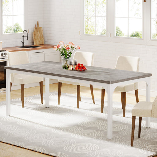 Wood Dining Table, 70.9" Farmhouse Kitchen Dinner Table for 6-8 Tribesigns