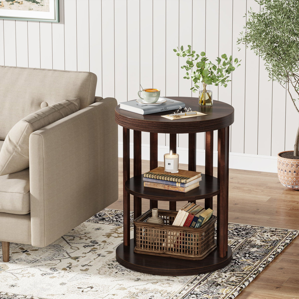 Round side deals table storage