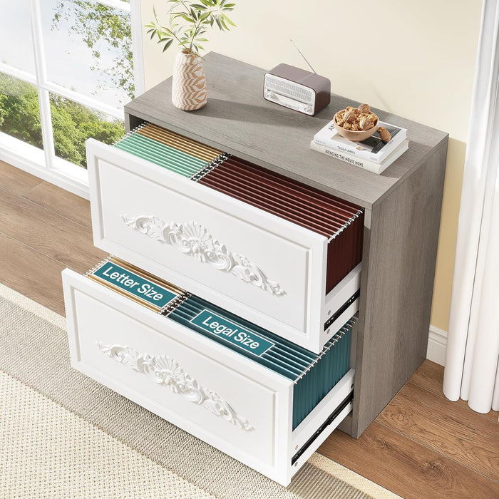 Wood File Cabinet Storage Cabinet with 2-Drawer for A4/Letter/Legal Size Tribesigns