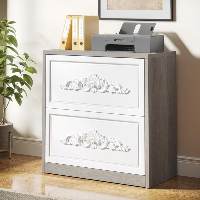 Wood File Cabinet Storage Cabinet with 2-Drawer for A4/Letter/Legal Size Tribesigns