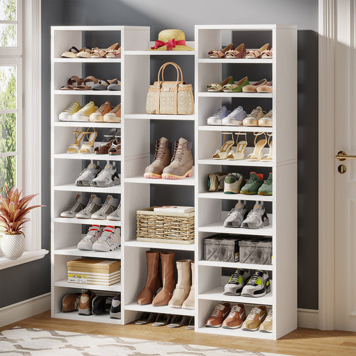 Wooden Shoe Rack, Freestanding Shoe Organizer with 23 Storage Shelves Tribesigns