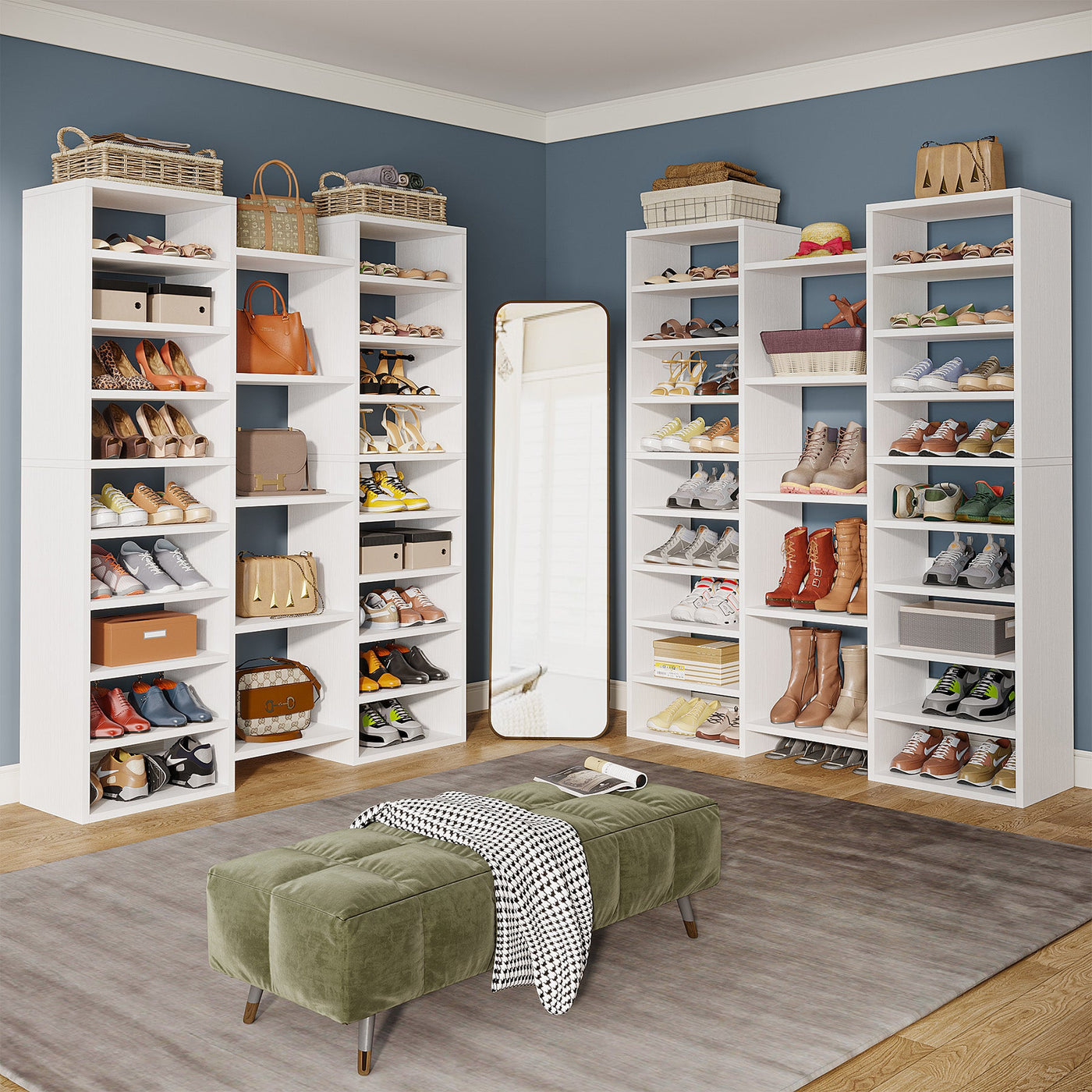 Tribesigns Wooden Shoe Rack Shoe Organizer with 23 Storage Shelves ...